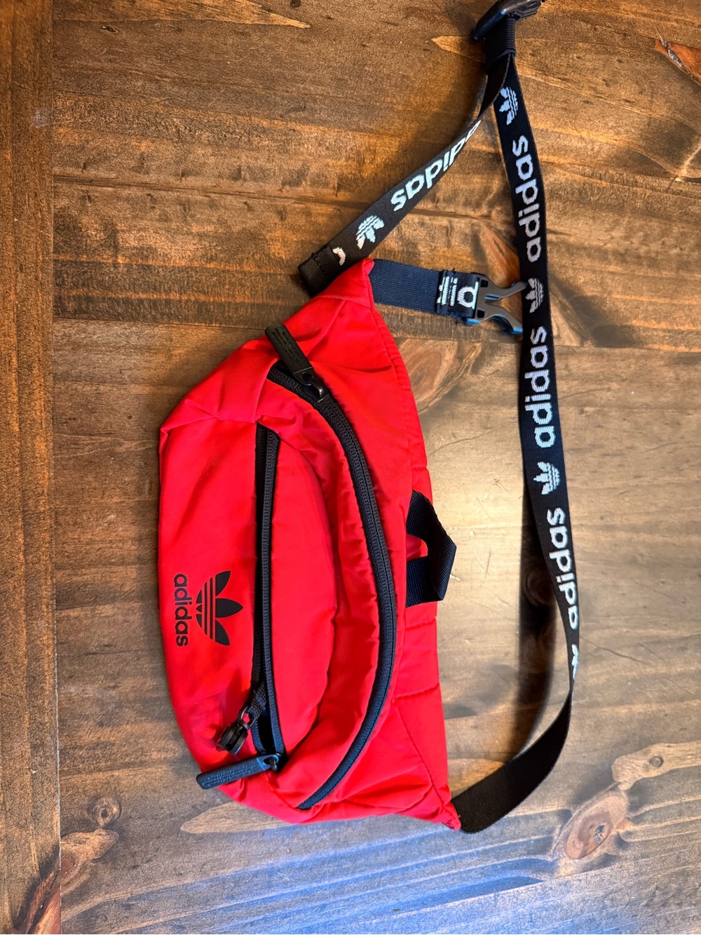 adidas Red Belt Bag with Black Branded Strap